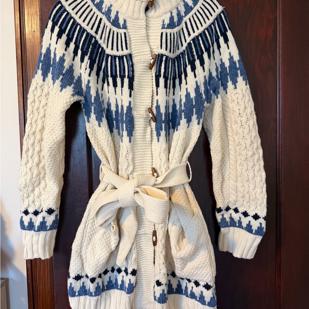 Ralph Lauren Cream and Blue Knit Cardigan